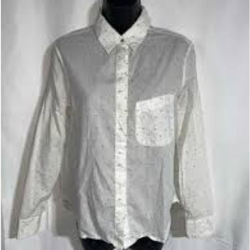 Rag & Bone for Barneys NY,Confetti Dot Button-Down Blouse,Cowgirl,Western,Size M - Picture 2 of 8